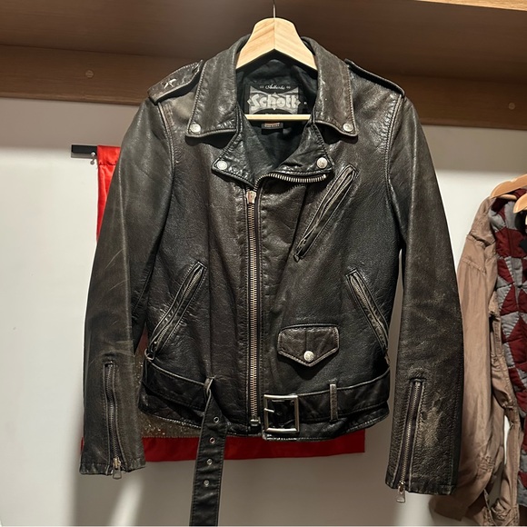 Scott Jackets & Blazers - Schott Black Leather Biker Jacket